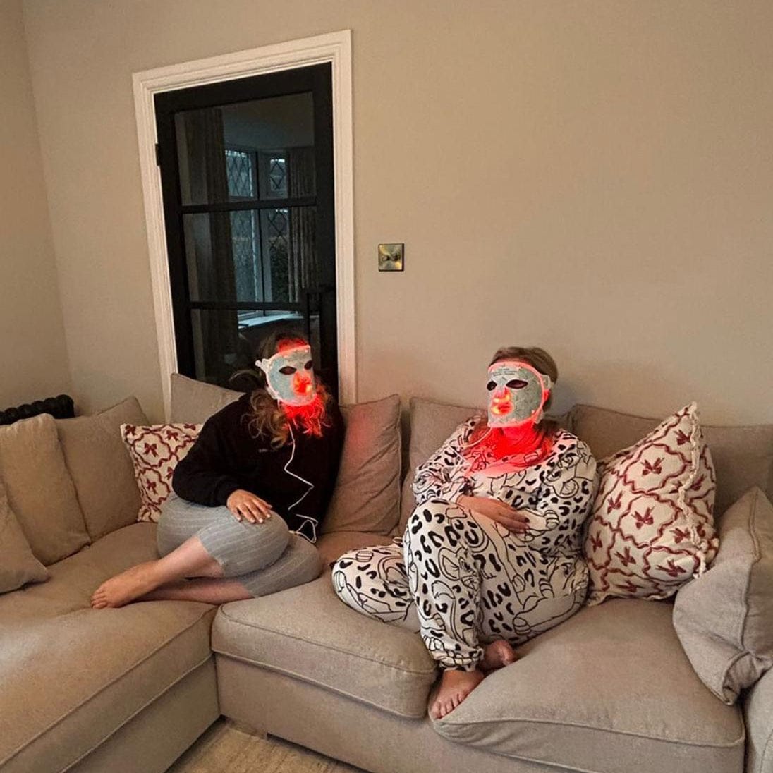 led gace mask at a spa night